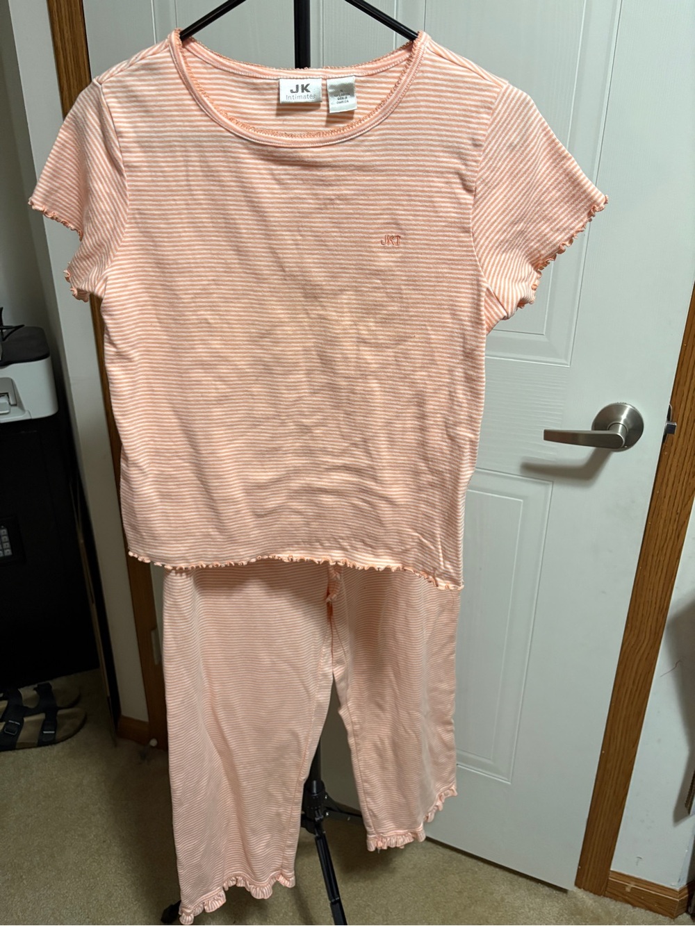 Peach Striped Short-Sleeve Pajama Set